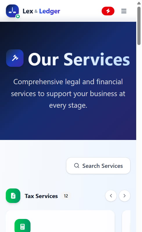 Lex & Ledger mobile view